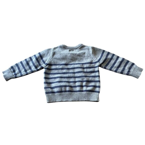 OshKosh Gray & Blue Sweater Boys Size 18 Months Preppy Comfy Classic V Neck - Picture 2 of 10